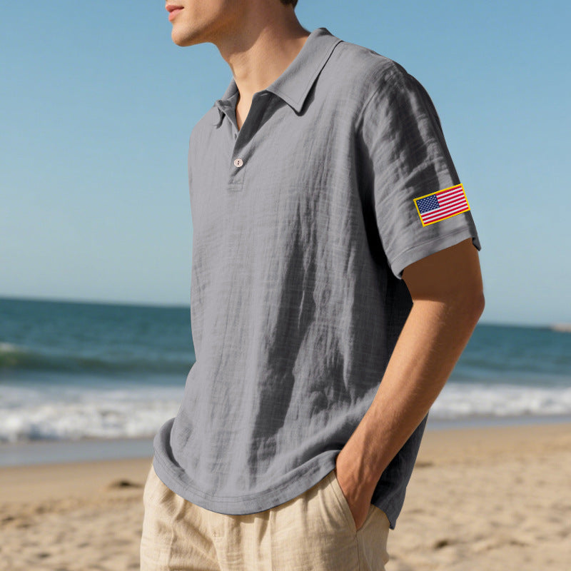 American Summer Linen Short Sleeve Men Clothing