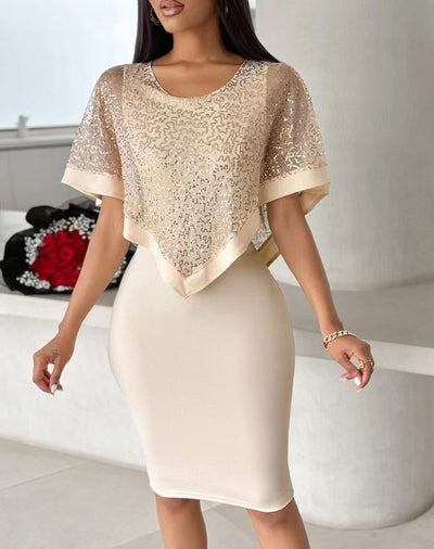 Women's Polyester Sequined Bottoming Dress Dress