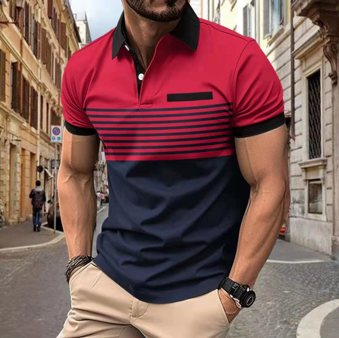 Casual Striped Shirt With Chest Pocket Men Clothing