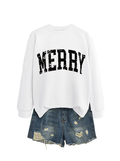 Casual Women's MERRY Letter Print Sweatshirt