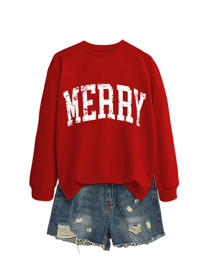 Casual Women's MERRY Letter Print Sweatshirt