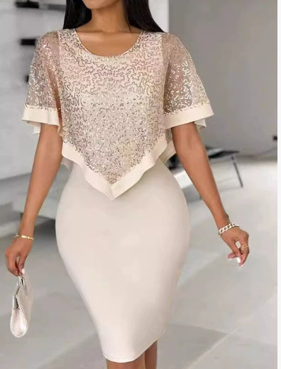 Women's Polyester Sequined Bottoming Dress Dress