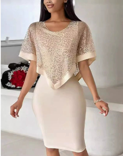 Women's Polyester Sequined Bottoming Dress Dress