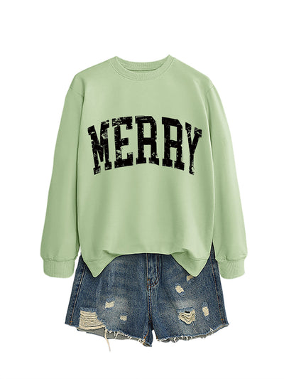 Casual Women's MERRY Letter Print Sweatshirt